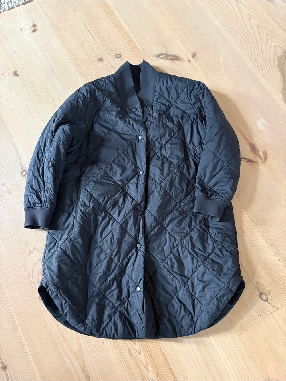 lululemon athletica Black Quilted Longline Puffer Coat